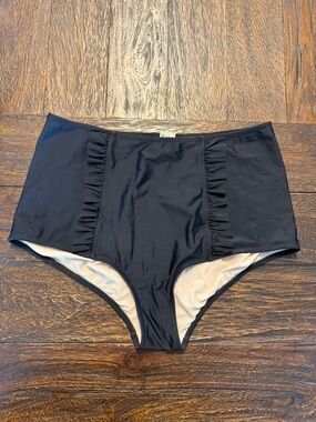 Kortni Jeane Black High-Rise Ruffle Bikini Bottoms